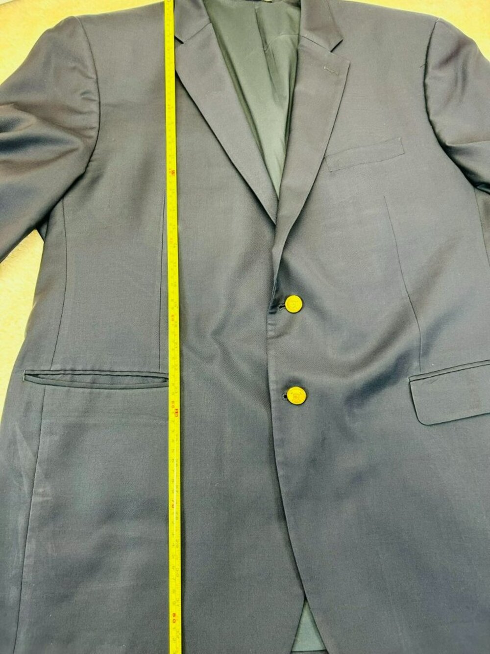Ralph Lauren Mens Navy Blazer Gold Buttons Size 33 Wool Blend Classic Two-Button - Picture 4 of 9